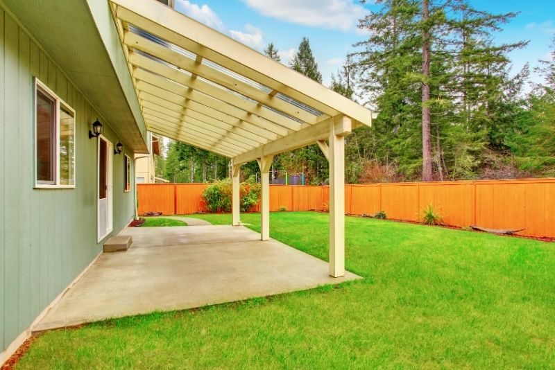 Newcastle Pergolas patio build out. It has timber frames and concrete floor.