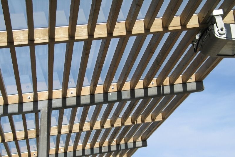 Timber and metal frame Newcastle Pergolas designed for a commercial clients.
