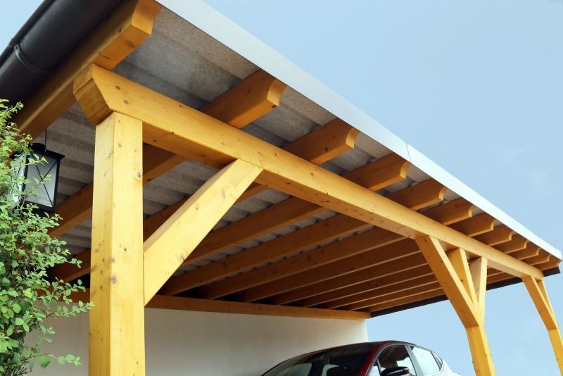 Timber frame carport with metal roof. This construction was done by Newcastle Pergolas