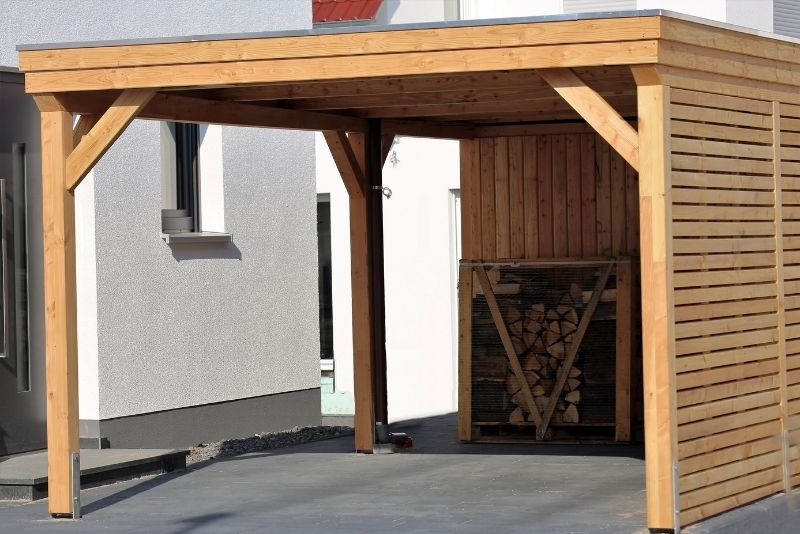 a carport Newcastle made of woods done by Newcastle Pergolas