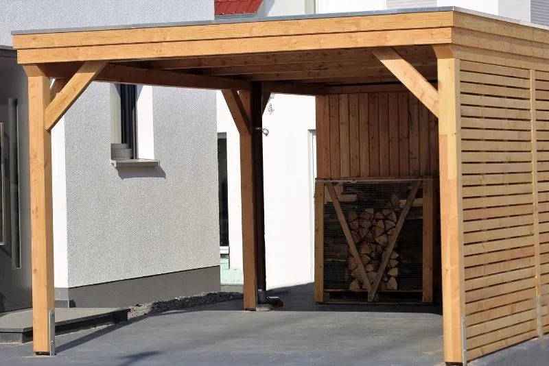 a carport Newcastle made of woods done by Newcastle Pergolas