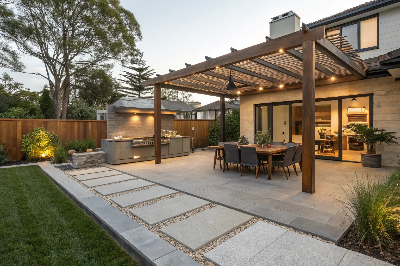 Outdoor entertaining zone in a suburban Newcastle backyard