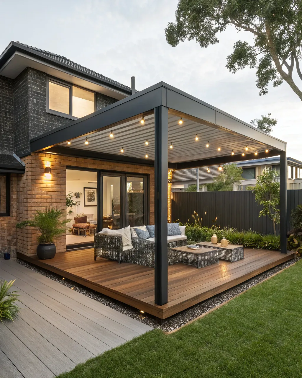 Interior of a powder-coated charcoal aluminium-frame gazebo